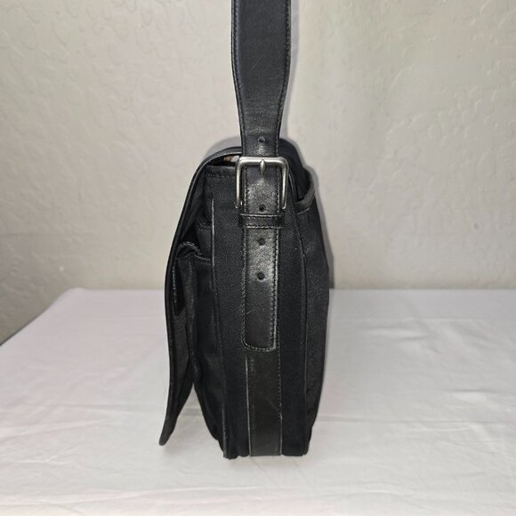 Coach 5118 Track Black Cabriolet Canvas & Leather Crossbody Laptop Messenger - Picture 3 of 16